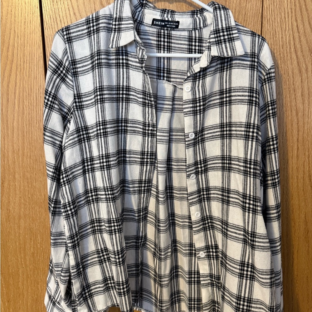 Shein Black and White Plaid Shirt